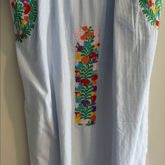 J. Marie Embroidered Pinstripe Sleeveless Dress with Floral Design L - Picture 5 of 15